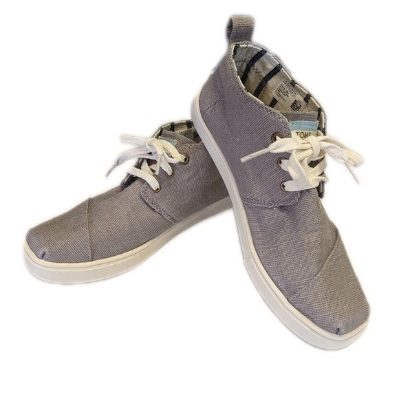 TOMS women's Bota Boots gray canvas sneakers - EUC - very clean! 8 - Picture 1 of 5